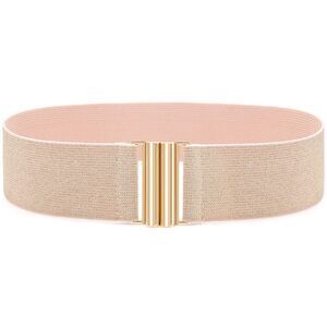 Wide Stretchy Waist Belt For Women Elastic Belt For Dresses Pink Band Gold😌